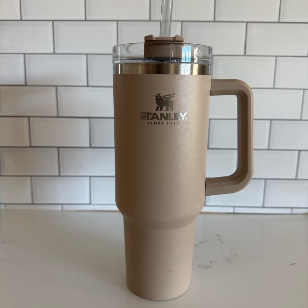 Stanley Beige Travel Mug with Straw
